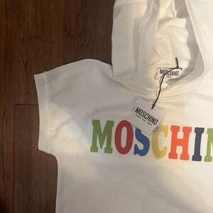 Moschino White and Red Logo Sweatshirt